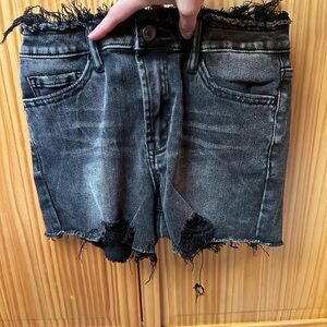 Women's Black Vervet Denim Shorts